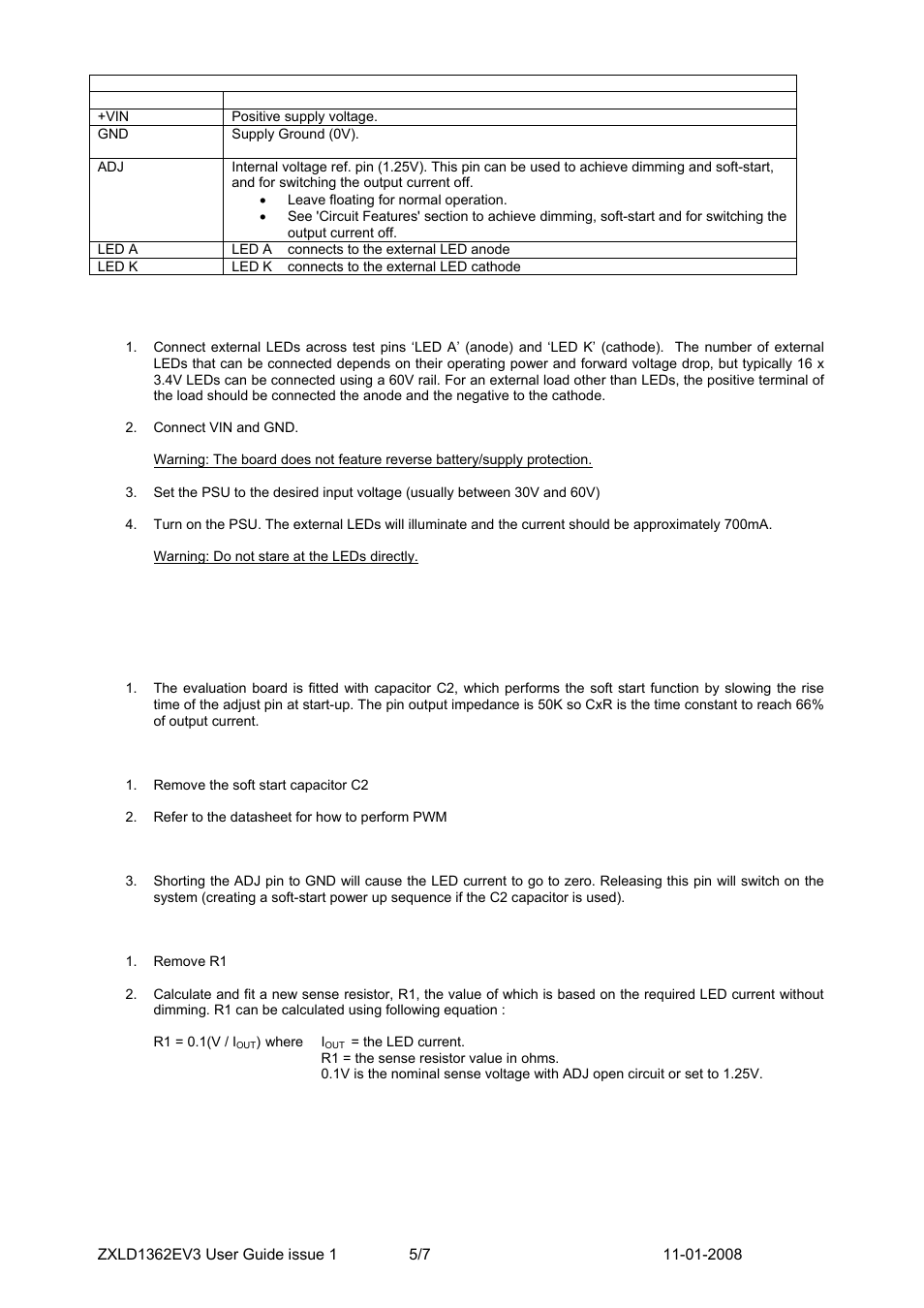 Zetex Semiconductors PLC ZXLD1362EV3 User Manual | Page 5 / 7