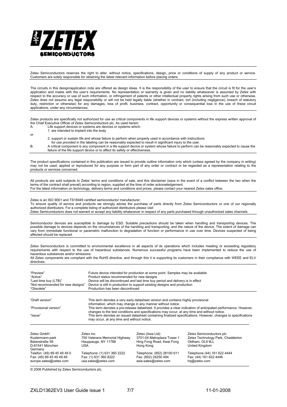 Zetex Semiconductors PLC ZXLD1362EV3 User Manual | Page 7 / 7