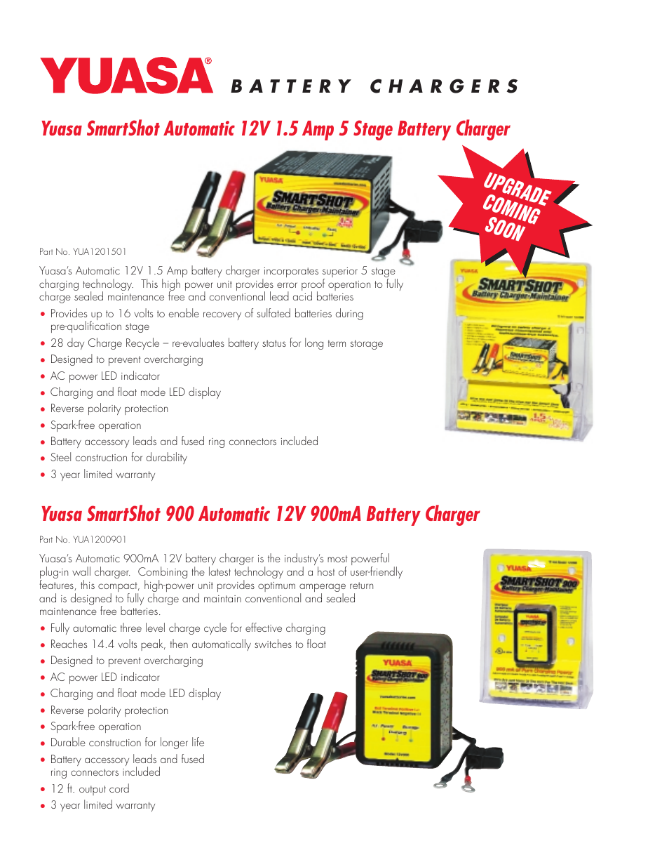 Upgrade coming soon | Yuasa Battery YUMICRON YUA00ACC05 User Manual | Page 2 / 44