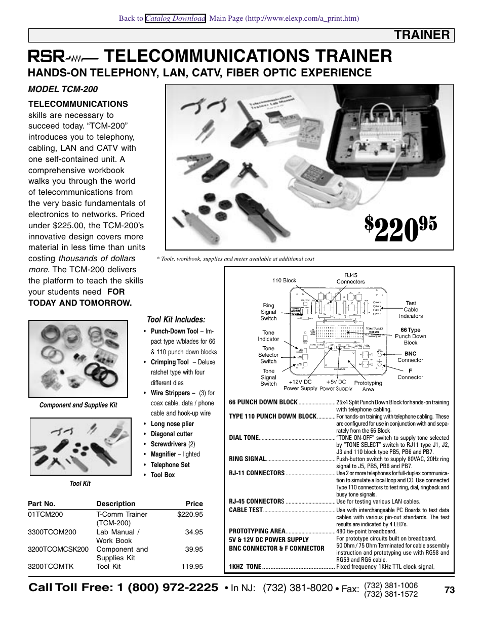 Telecommunications trainer, Trainer, Electronix express / rsr | Xilinx Velleman 3200USBASM User Manual | Page 3 / 10