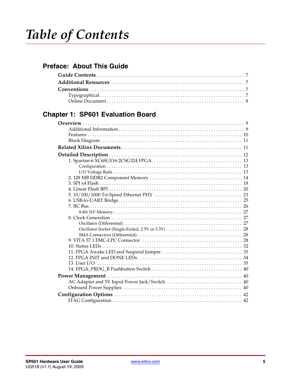 Xilinx SP601 Hardware UG518 User Manual | Page 5 / 55