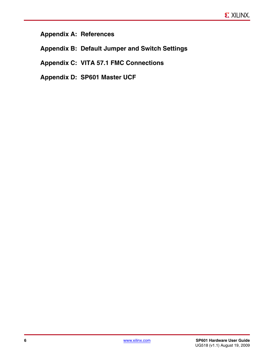 Xilinx SP601 Hardware UG518 User Manual | Page 6 / 55