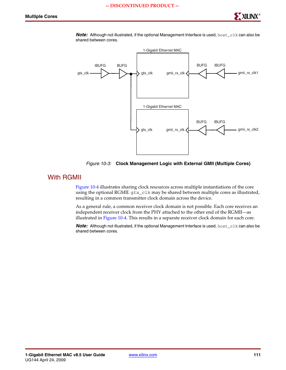 With rgmii, Figure 10-3 | Xilinx LOGICORE UG144 User Manual | Page 111 / 138