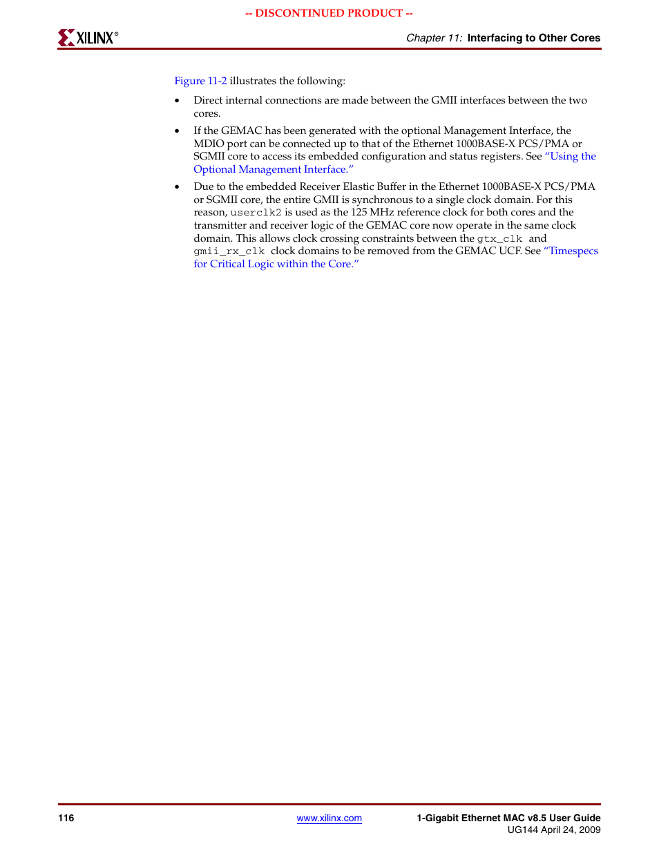 Xilinx LOGICORE UG144 User Manual | Page 116 / 138