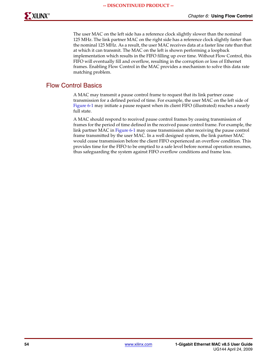 Flow control basics | Xilinx LOGICORE UG144 User Manual | Page 54 / 138