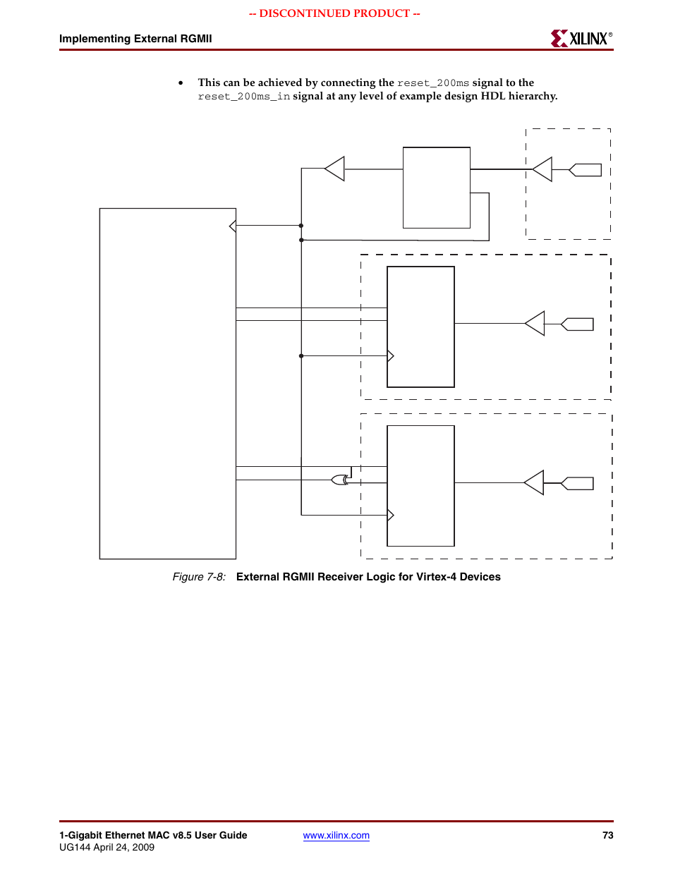 Figure 7-8, Under, Implementing external rgmii | Xilinx LOGICORE UG144 User Manual | Page 73 / 138