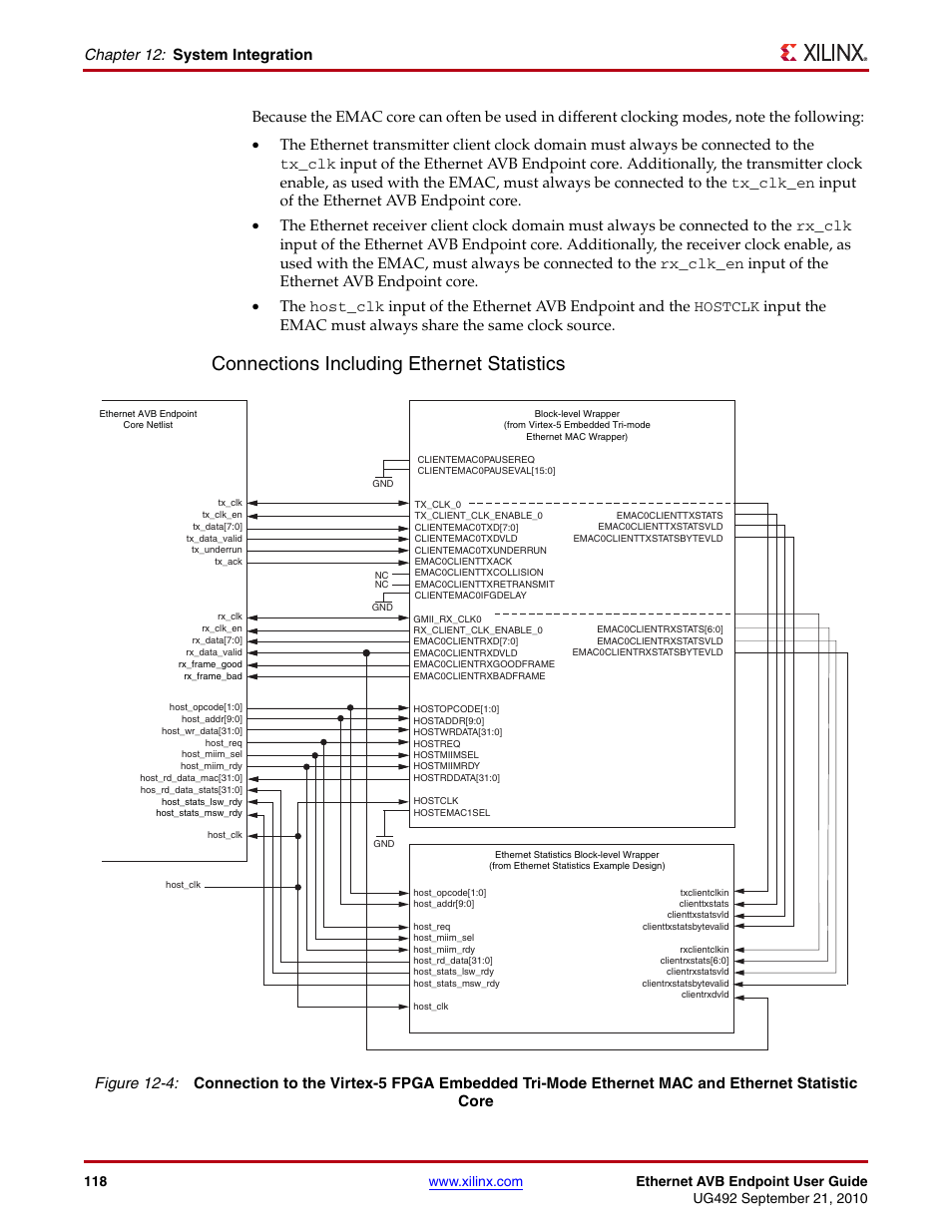 Figure 12-4, Connections including ethernet statistics | Xilinx IP Ethernet AVB Endpoint v2.4 UG492 User Manual | Page 118 / 172