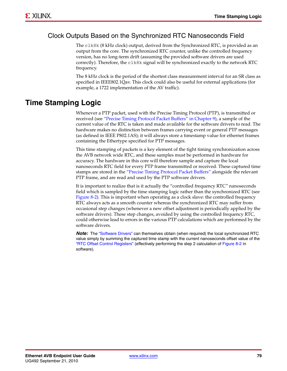 Time stamping logic | Xilinx IP Ethernet AVB Endpoint v2.4 UG492 User Manual | Page 79 / 172