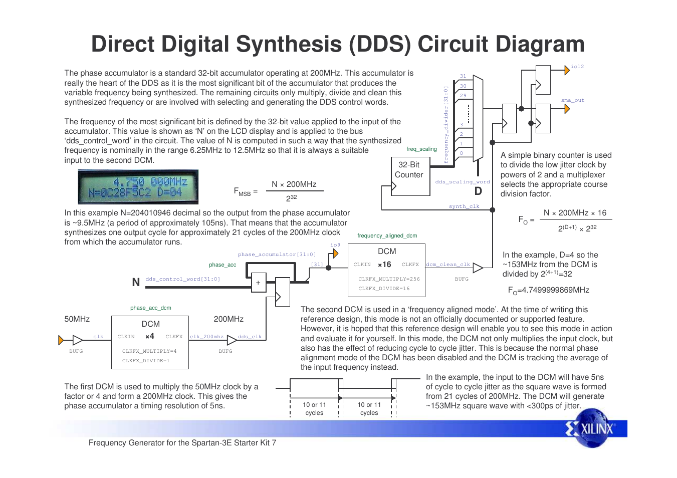 Direct digital synthesis (dds) circuit diagram | Xilinx Frequency Generator for Spartan-3E Starter Kit User Manual | Page 7 / 14