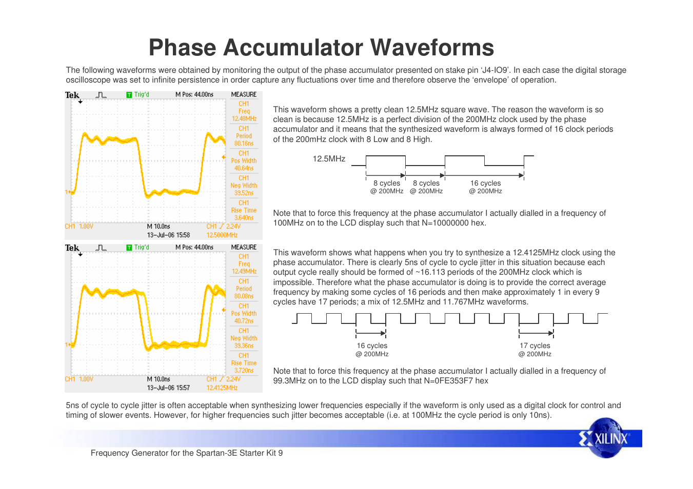 Phase accumulator waveforms | Xilinx Frequency Generator for Spartan-3E Starter Kit User Manual | Page 9 / 14