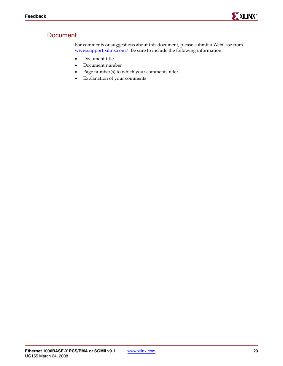 Document | Xilinx 1000BASE-X User Manual | Page 21 / 230