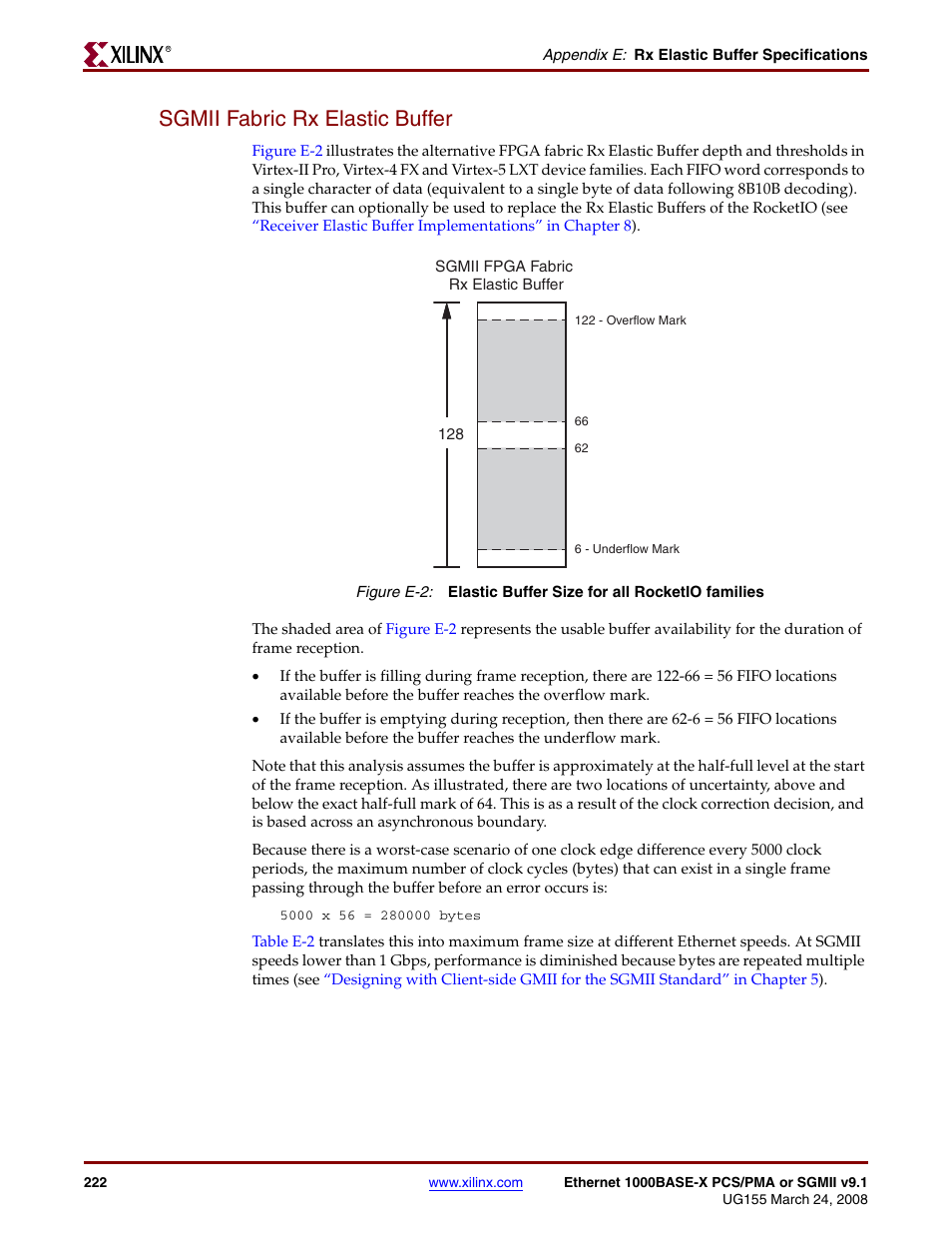 Sgmii fabric rx elastic buffer, Figure e-2 | Xilinx 1000BASE-X User Manual | Page 222 / 230