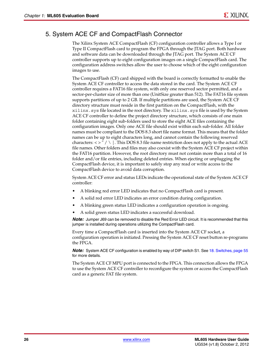 System ace cf and compactflash connector | Xilinx ML605 User Manual | Page 26 / 96