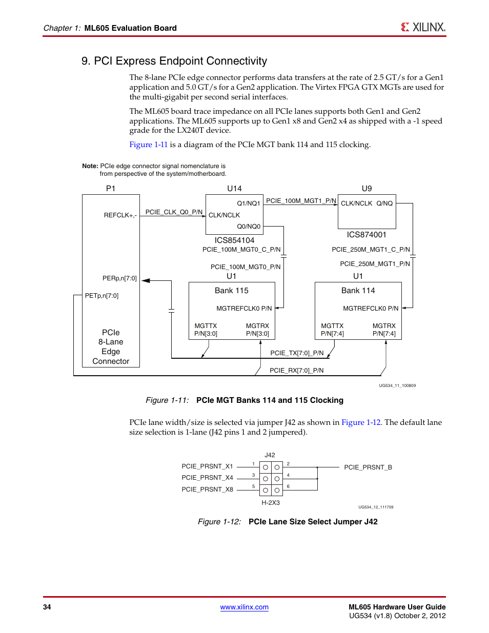 Pci express endpoint connectivity, Figure 1-11 | Xilinx ML605 User Manual | Page 34 / 96