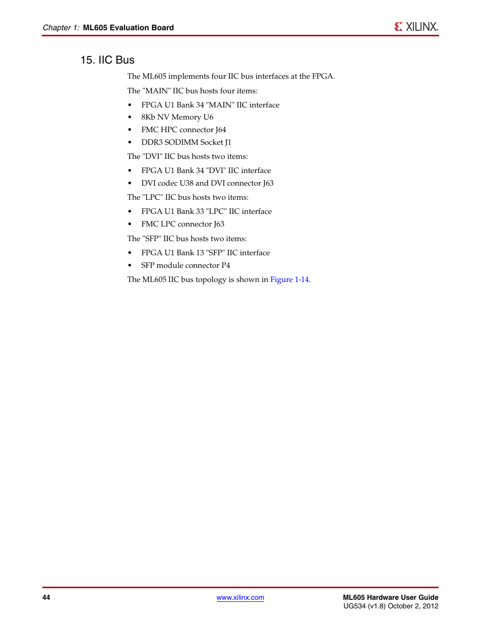 Iic bus | Xilinx ML605 User Manual | Page 44 / 96
