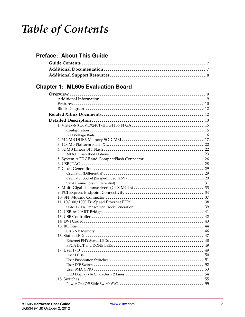 Xilinx ML605 User Manual | Page 5 / 96