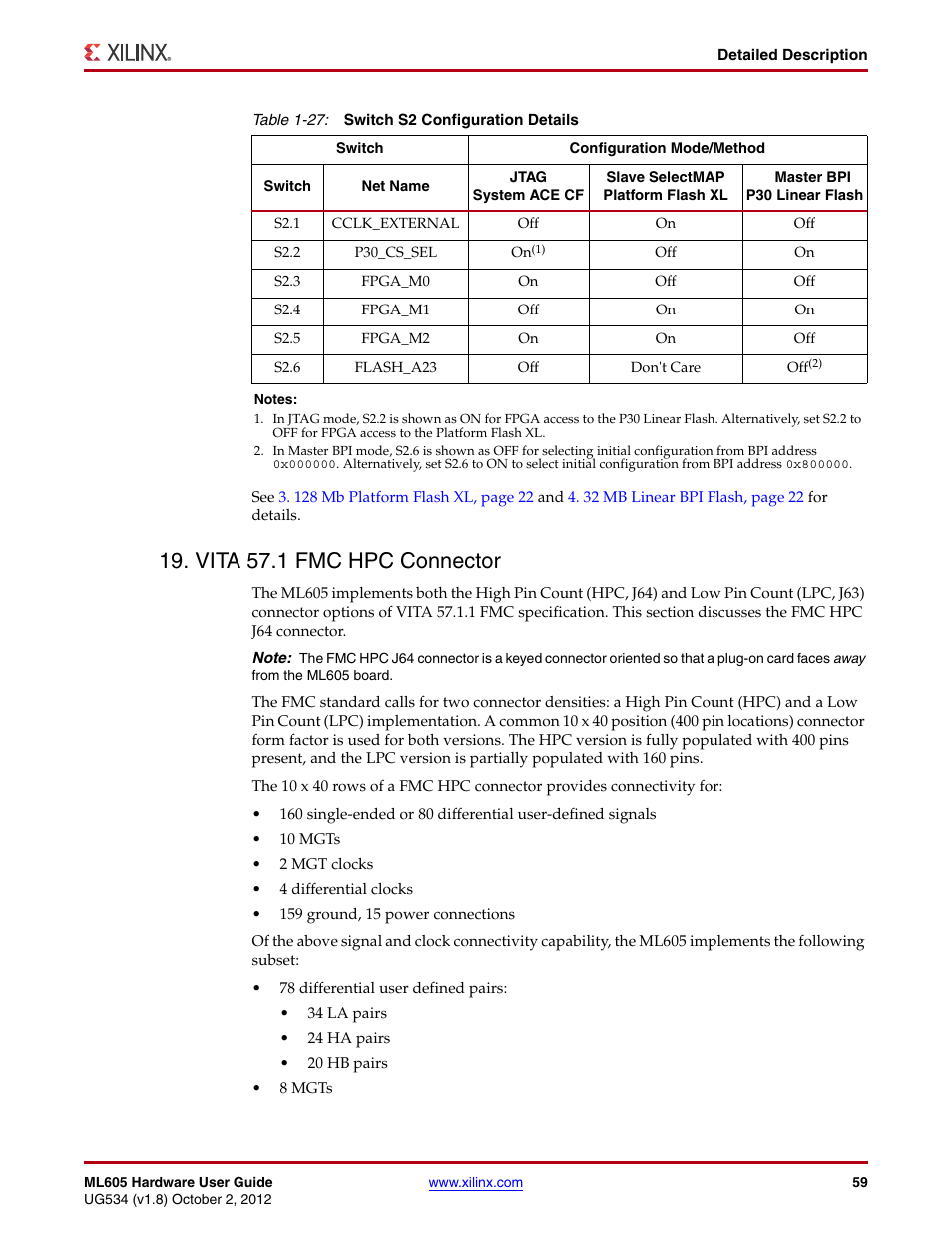 Vita 57.1 fmc hpc connector | Xilinx ML605 User Manual | Page 59 / 96