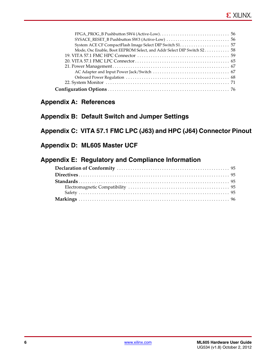 Xilinx ML605 User Manual | Page 6 / 96