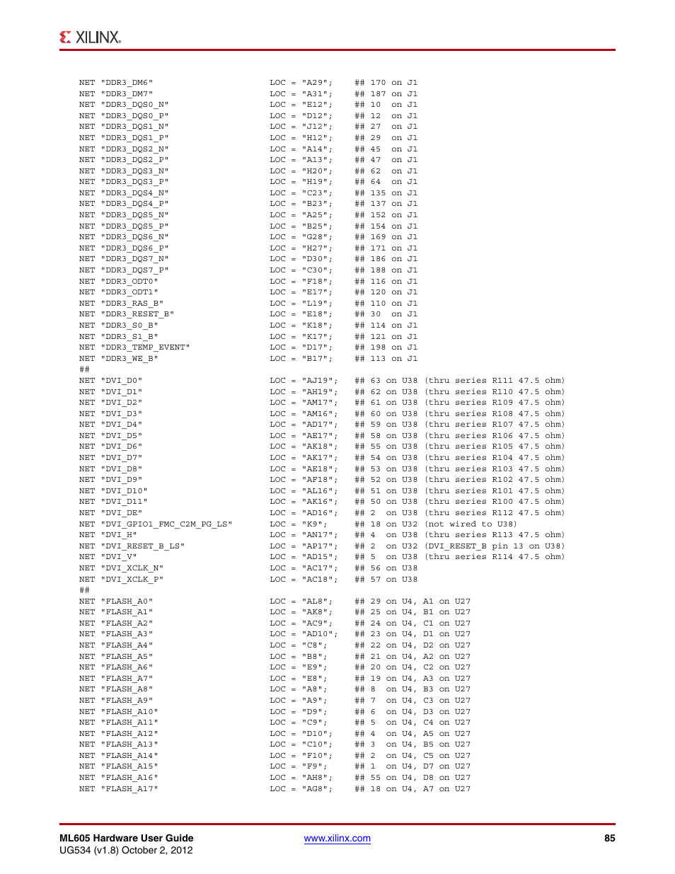 Xilinx ML605 User Manual | Page 85 / 96