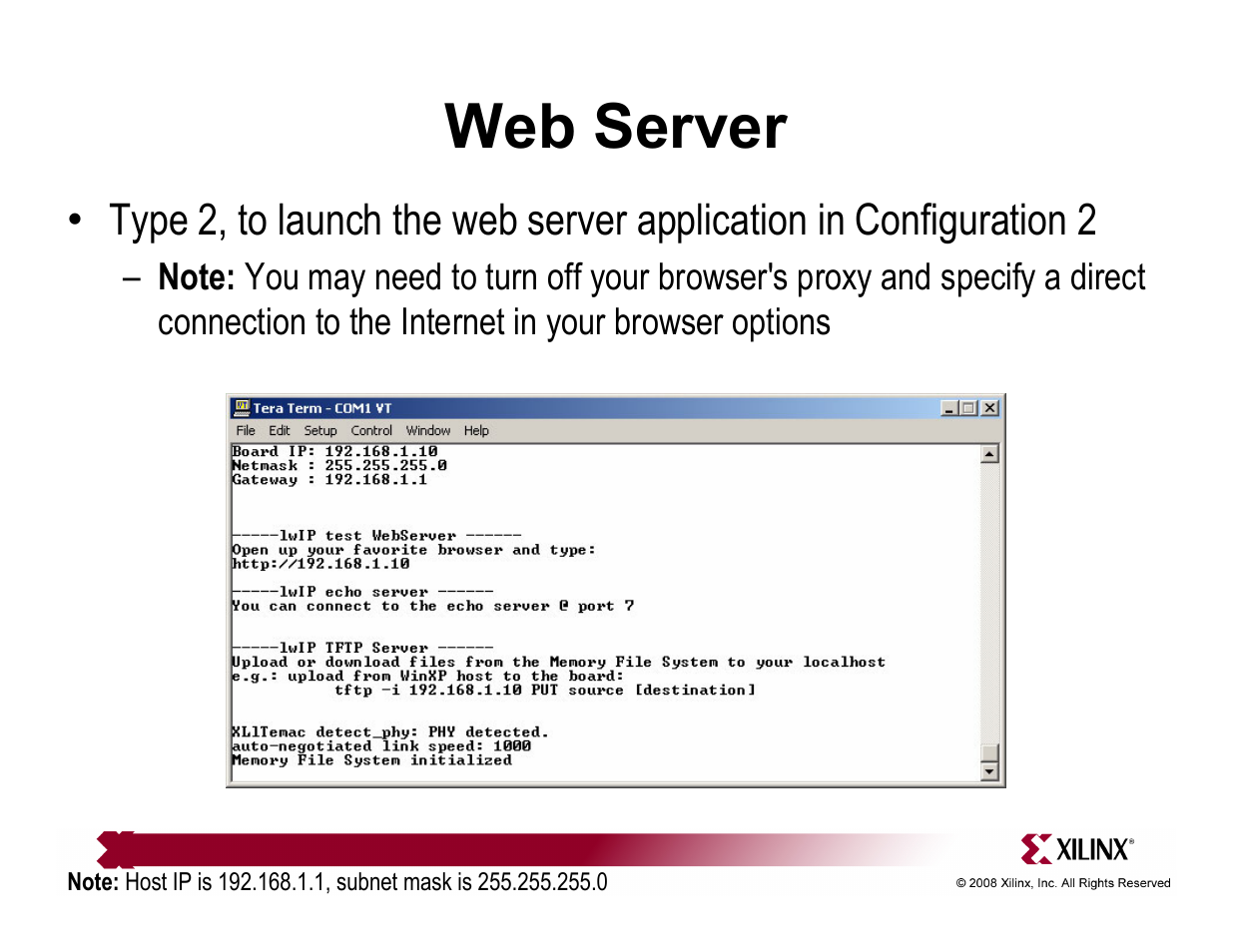 Web server | Xilinx ML507 User Manual | Page 14 / 33