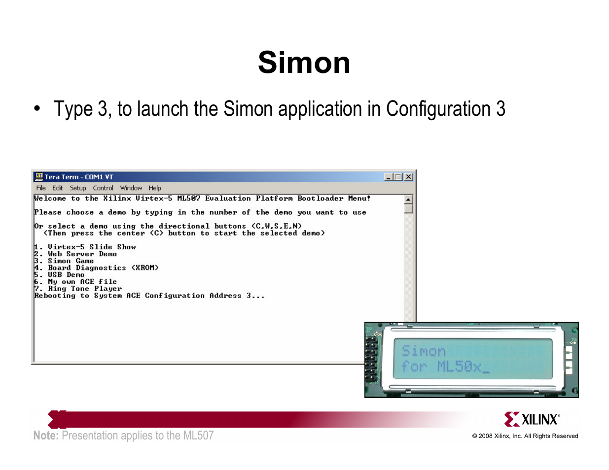Simon | Xilinx ML507 User Manual | Page 17 / 33
