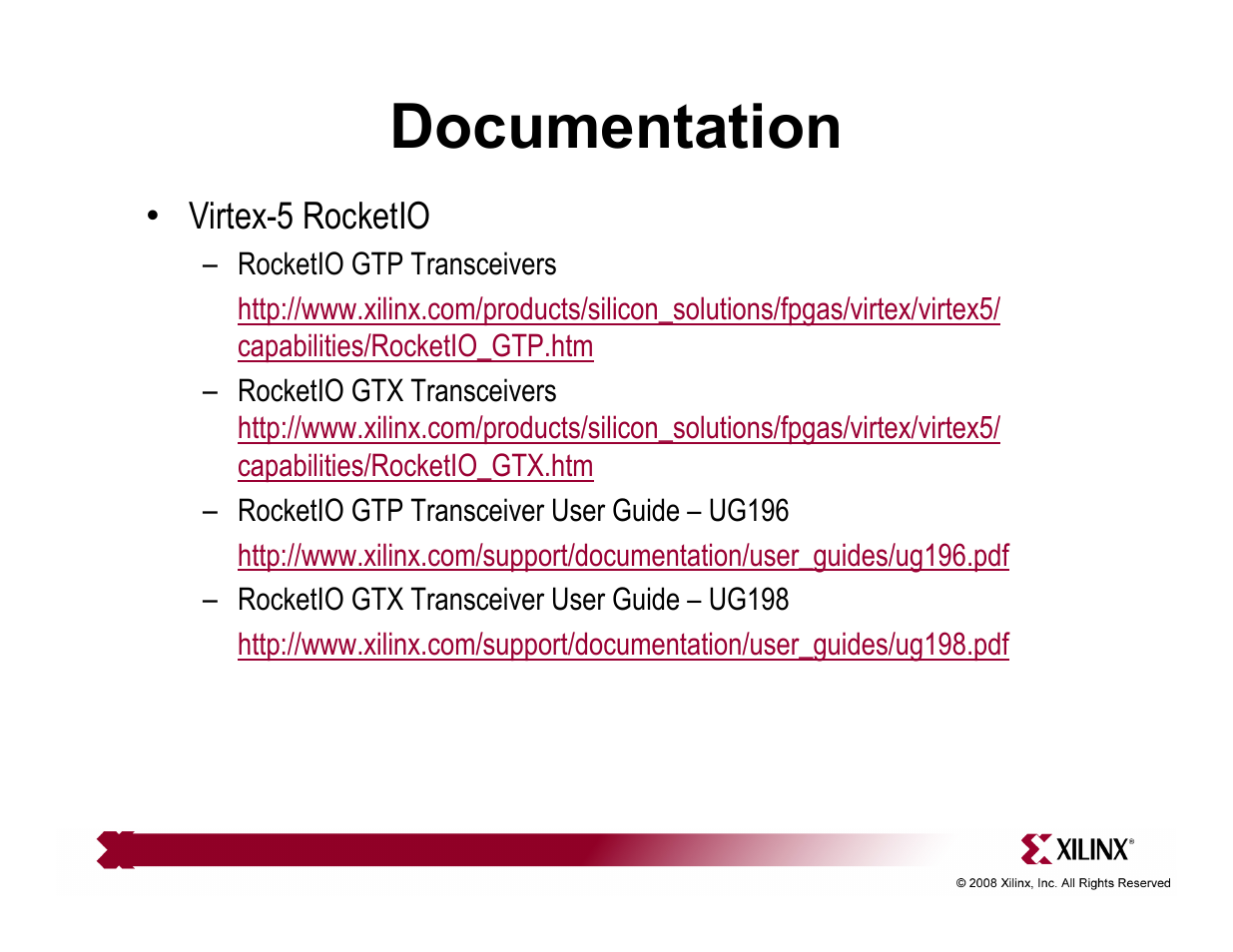 Documentation | Xilinx ML507 User Manual | Page 25 / 33