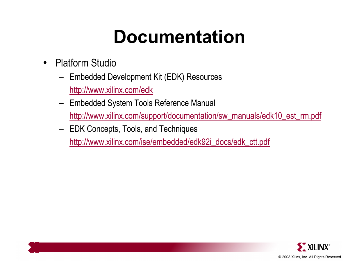 Documentation | Xilinx ML507 User Manual | Page 28 / 33