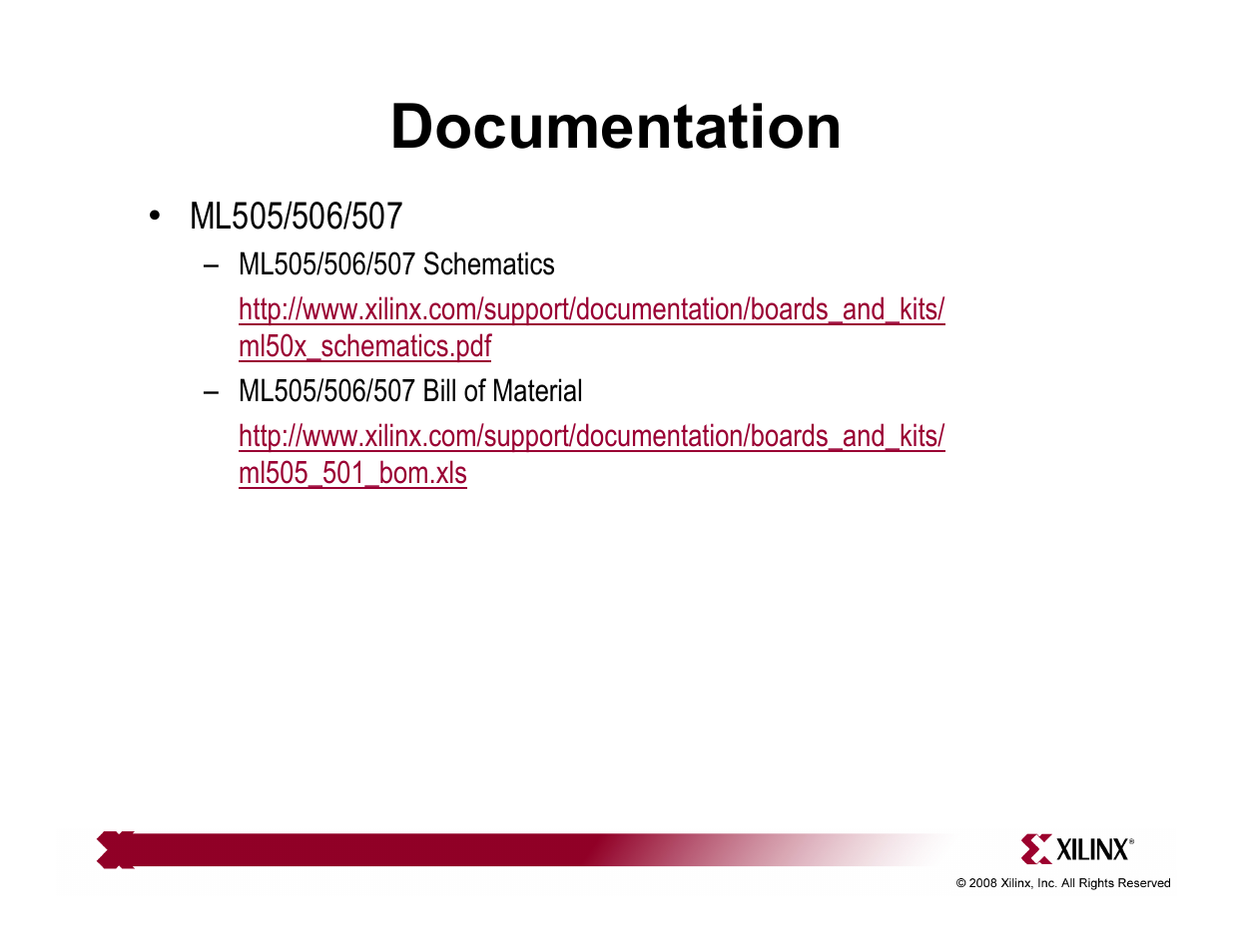 Documentation | Xilinx ML507 User Manual | Page 33 / 33