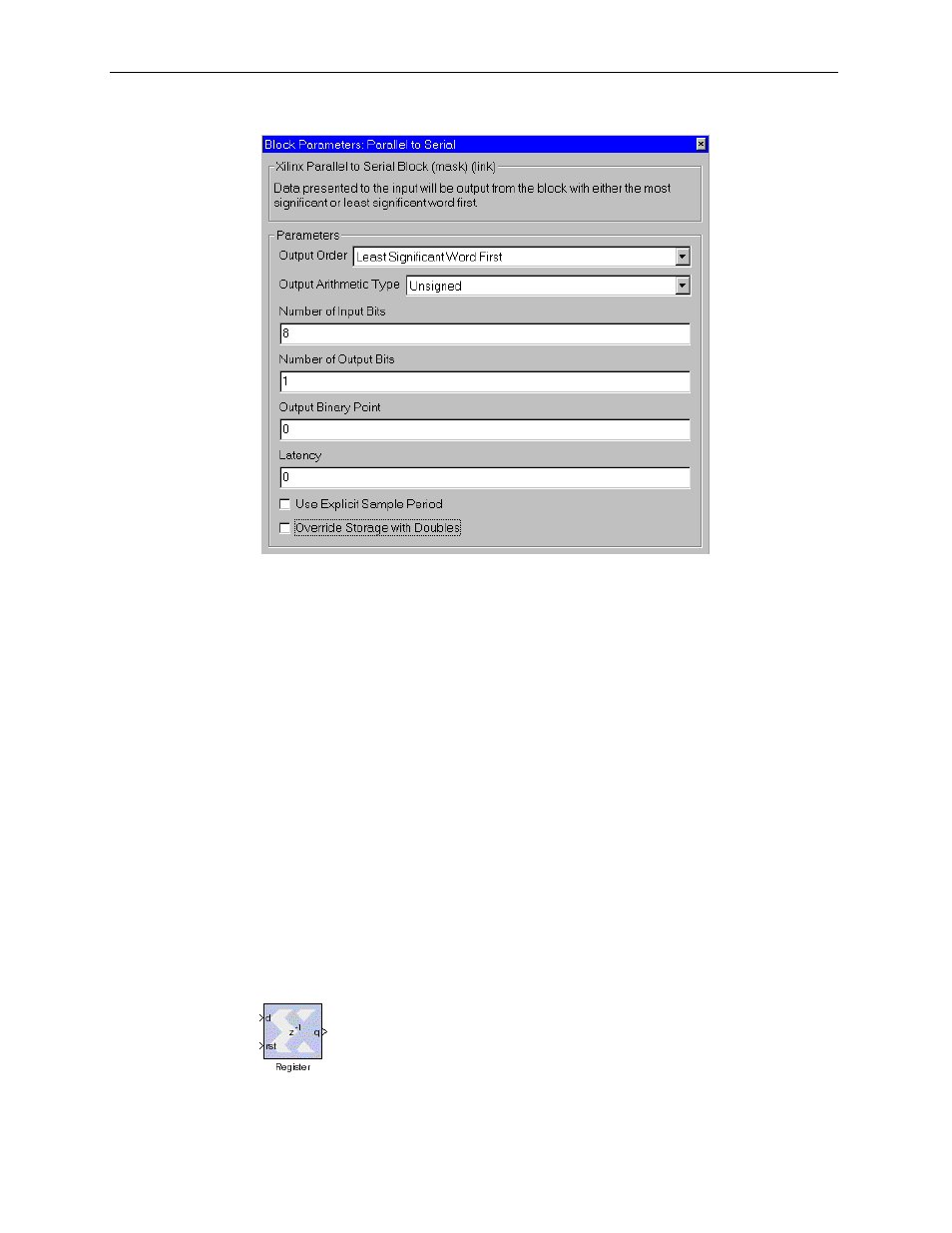 Register | Xilinx V2.1 User Manual | Page 40 / 148