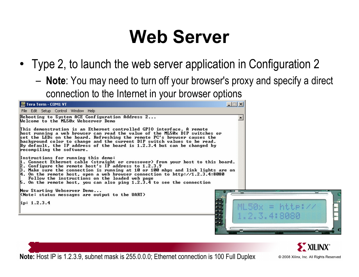 Web server | Xilinx QuickStart ML501 User Manual | Page 14 / 28