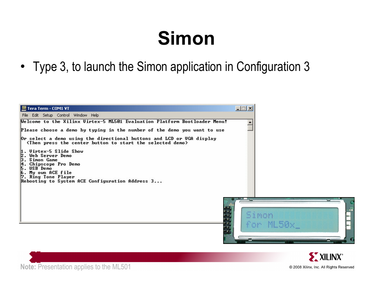 Simon | Xilinx QuickStart ML501 User Manual | Page 16 / 28