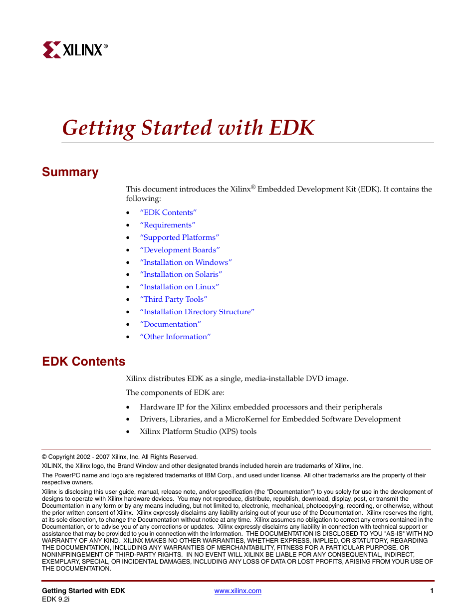 Xilinx EDK 9.2I User Manual | 12 pages