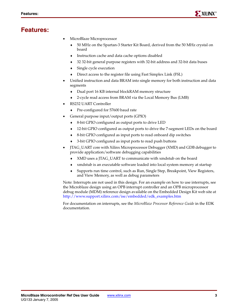 Features | Xilinx UG133 User Manual | Page 10 / 18