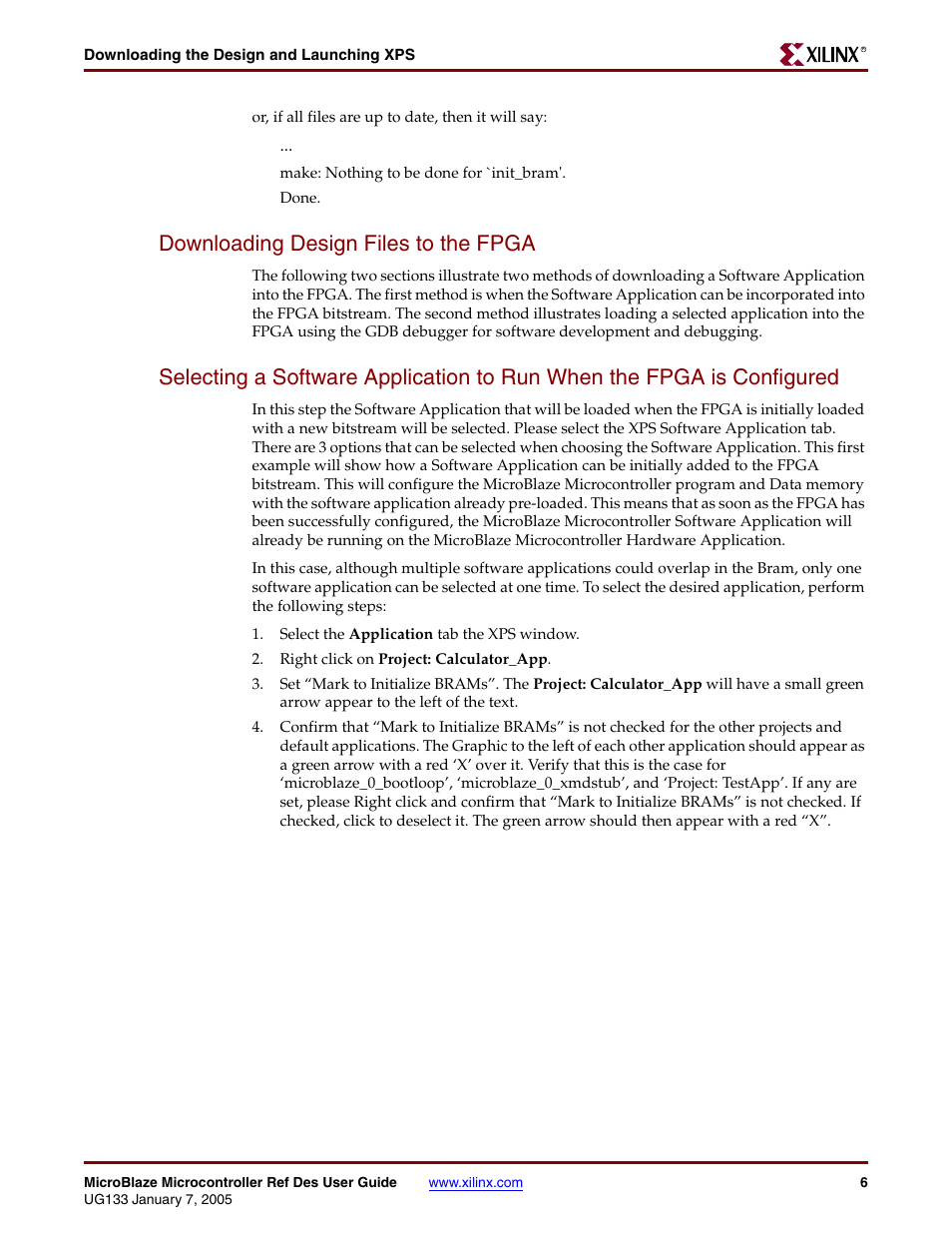 Downloading design files to the fpga | Xilinx UG133 User Manual | Page 13 / 18