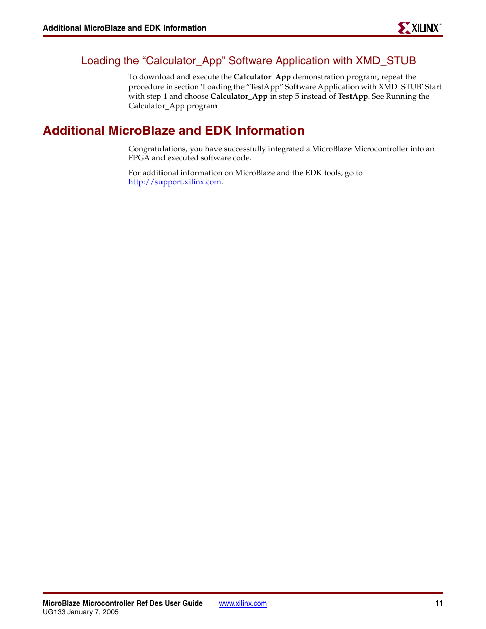 Additional microblaze and edk information | Xilinx UG133 User Manual | Page 18 / 18