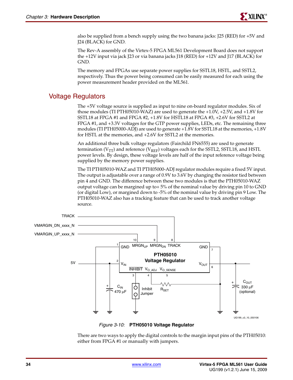 Voltage regulators | Xilinx Virtex-5 FPGA ML561 User Manual | Page 34 / 140