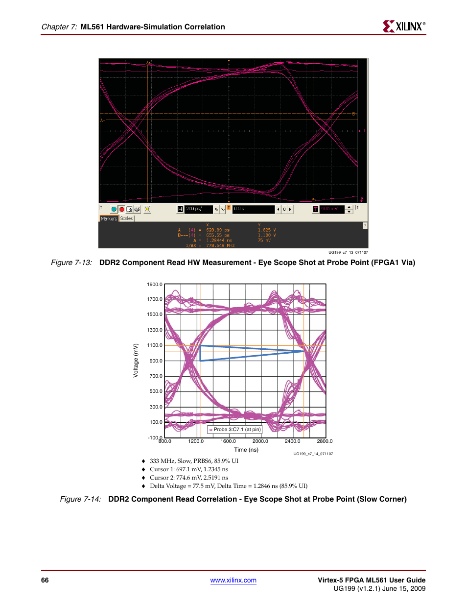 Chapter 7: ml561 hardware-simulation correlation | Xilinx Virtex-5 FPGA ML561 User Manual | Page 66 / 140
