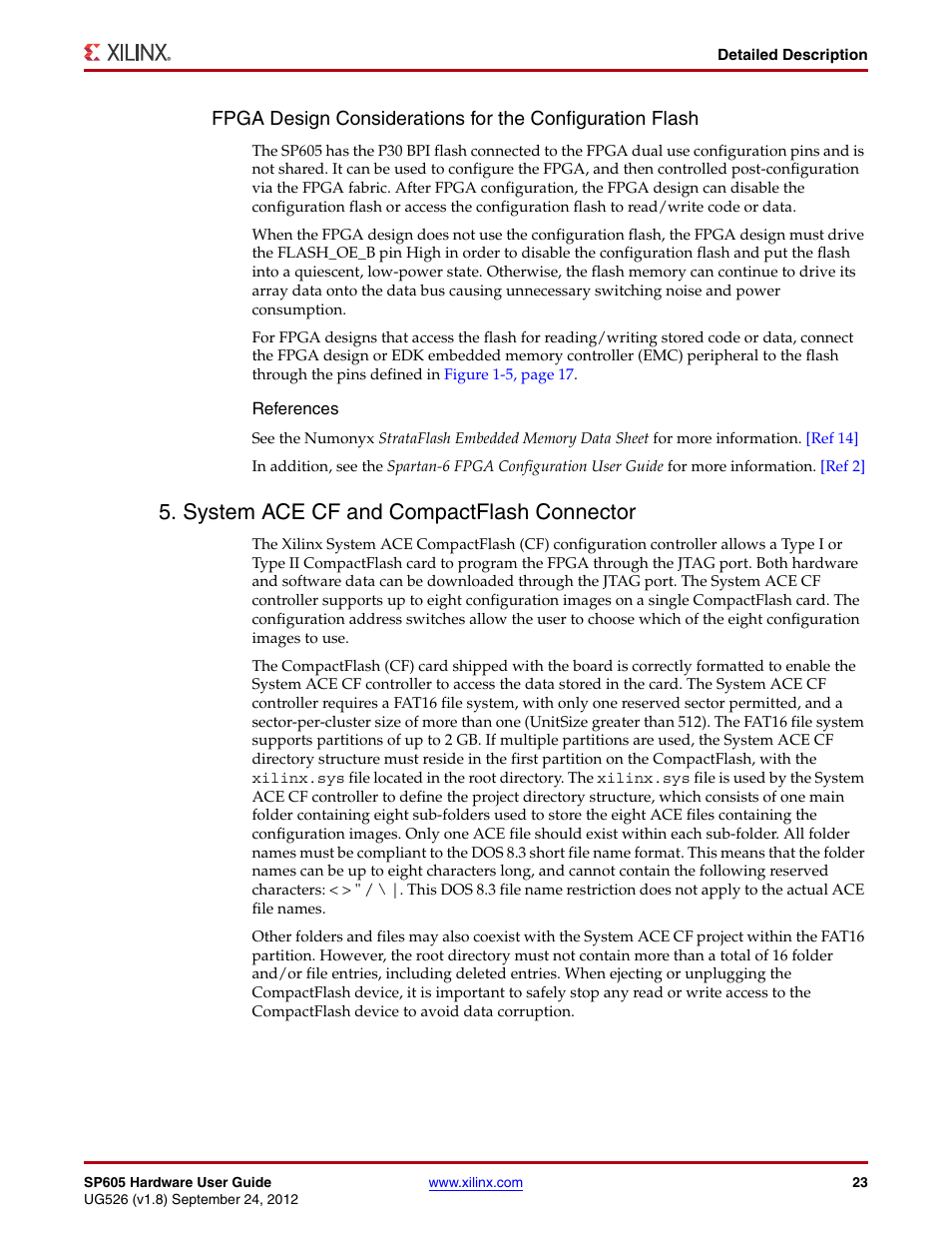 System ace cf and compactflash connector | Xilinx SP605 User Manual | Page 23 / 74