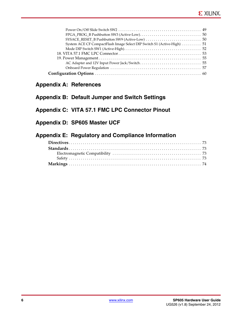 Xilinx SP605 User Manual | Page 6 / 74