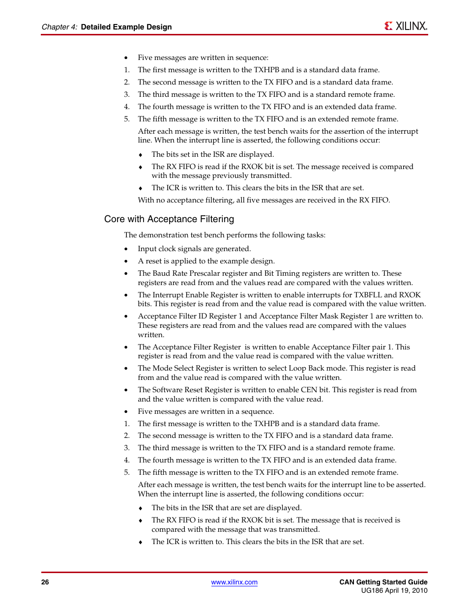 Core with acceptance filtering | Xilinx LogiCORE IP CAN 3.2 User Manual | Page 26 / 28