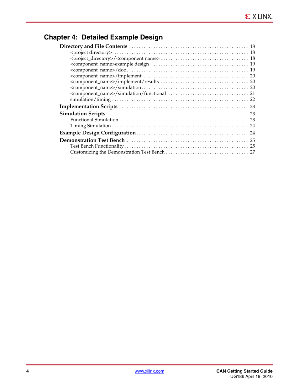 Chapter 4: detailed example design | Xilinx LogiCORE IP CAN 3.2 User Manual | Page 4 / 28