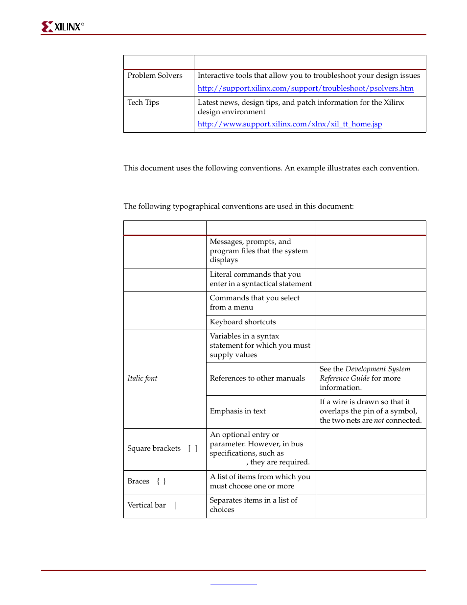 Conventions, Typographical | Xilinx ML310 User Manual | Page 8 / 70