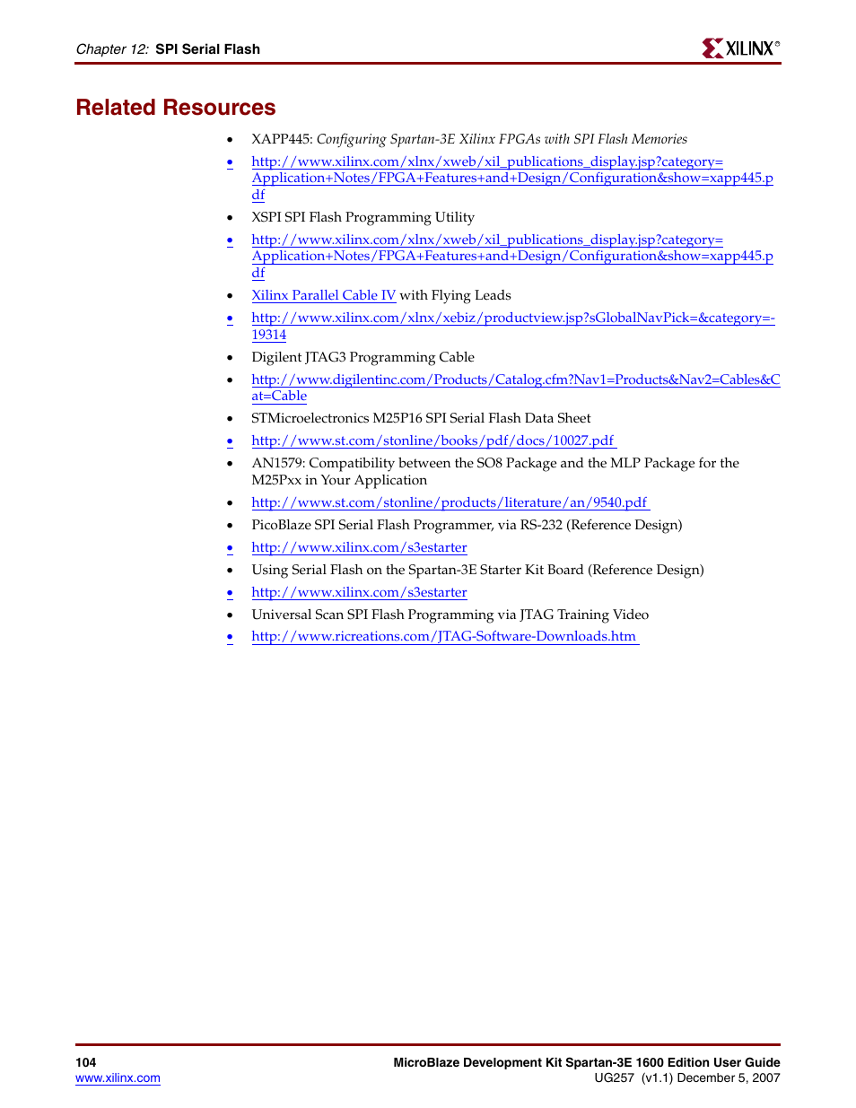 Related resources, Related | Xilinx MIcroblaze Development Spartan-3E 1600E User Manual | Page 106 / 168