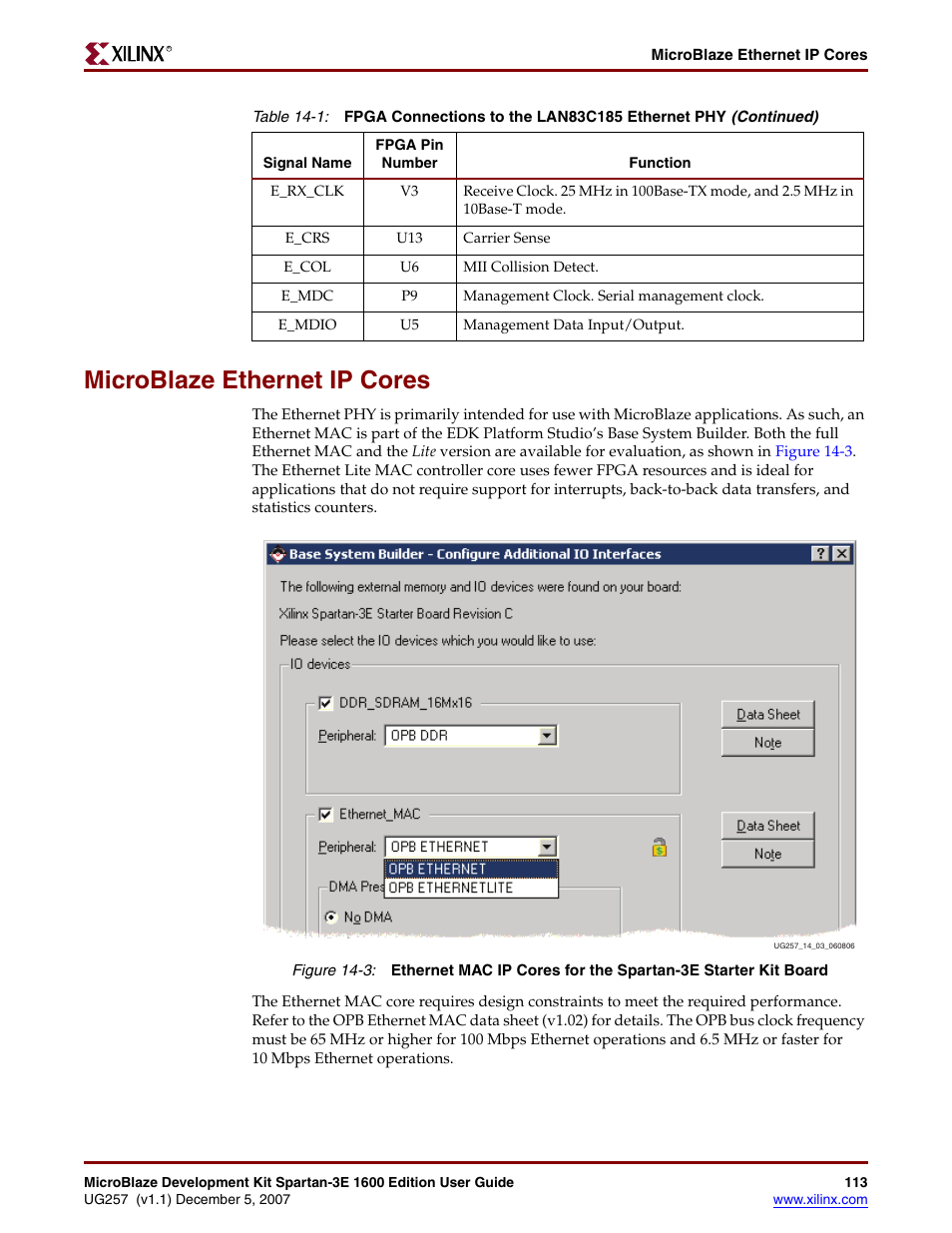 Microblaze ethernet ip cores | Xilinx MIcroblaze Development Spartan-3E 1600E User Manual | Page 115 / 168