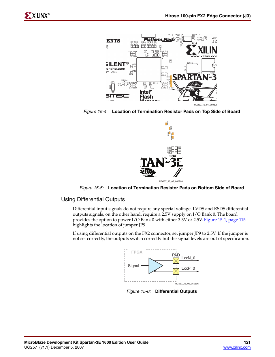 Using differential outputs | Xilinx MIcroblaze Development Spartan-3E 1600E User Manual | Page 123 / 168