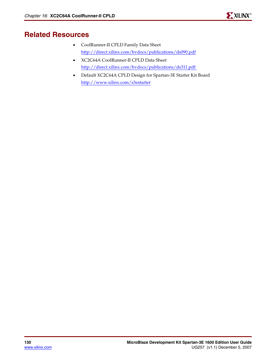 Related resources | Xilinx MIcroblaze Development Spartan-3E 1600E User Manual | Page 132 / 168