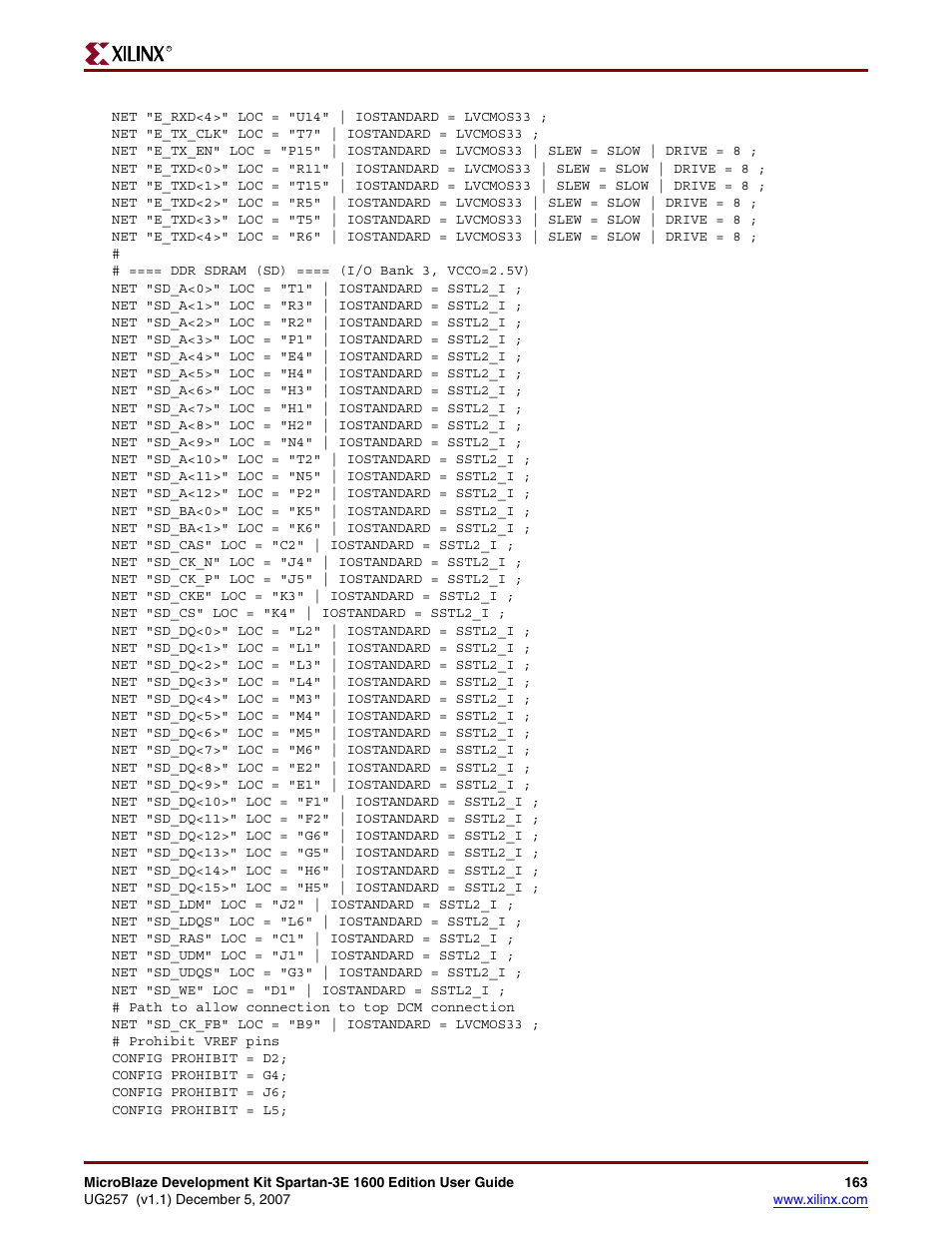 Xilinx MIcroblaze Development Spartan-3E 1600E User Manual | Page 165 / 168