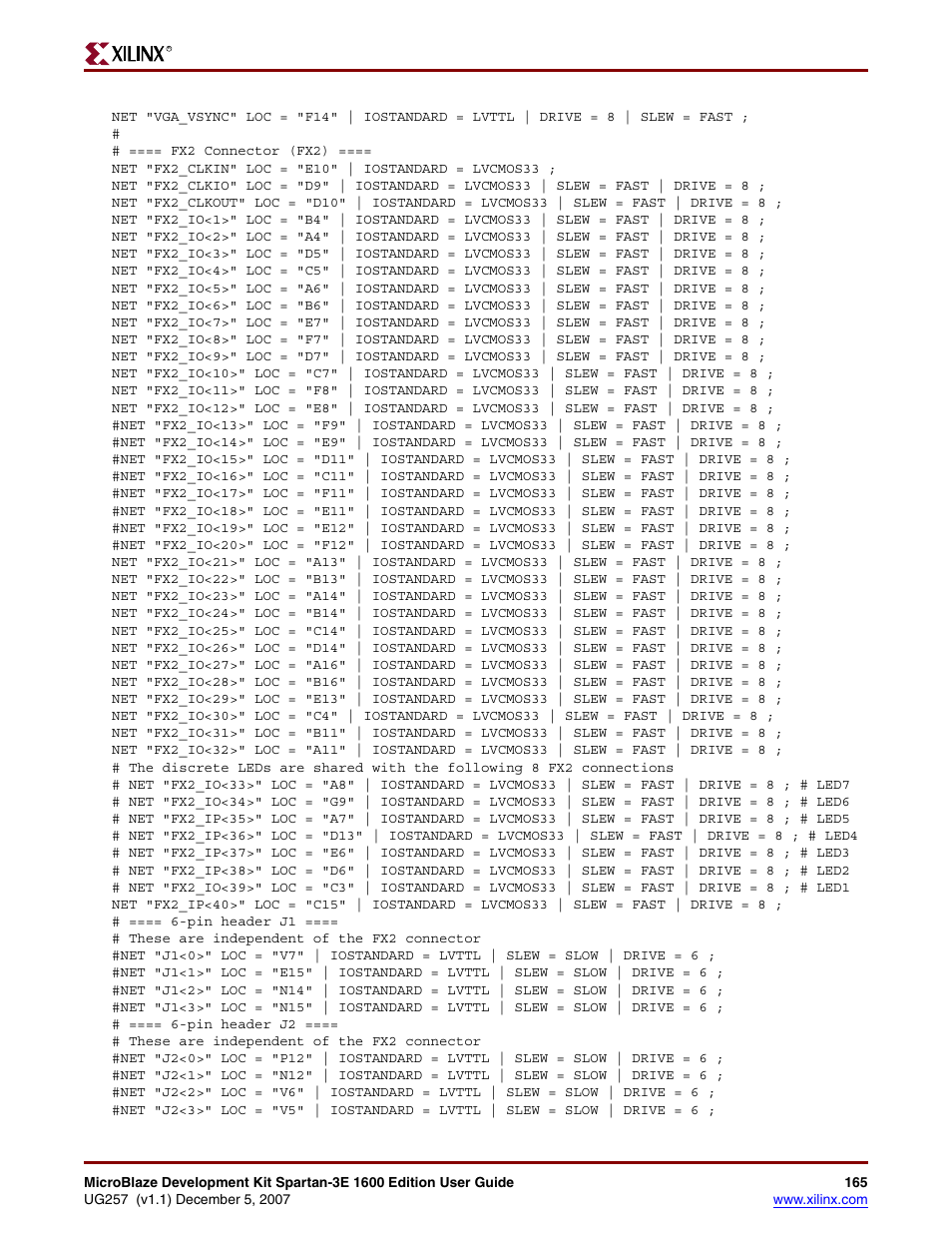 Xilinx MIcroblaze Development Spartan-3E 1600E User Manual | Page 167 / 168