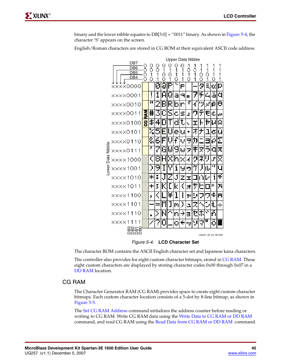 Cg ram | Xilinx MIcroblaze Development Spartan-3E 1600E User Manual | Page 47 / 168