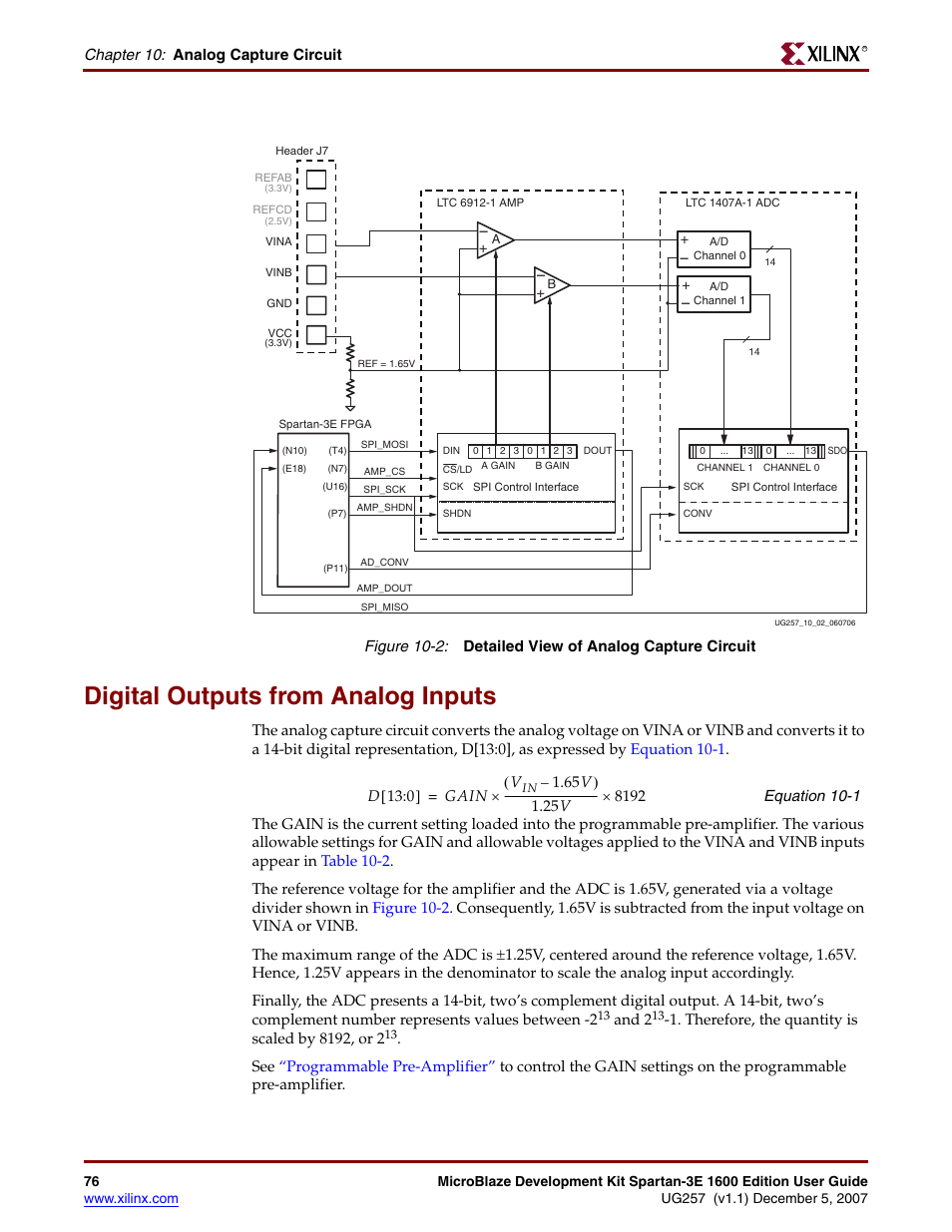 Digital outputs from analog inputs | Xilinx MIcroblaze Development Spartan-3E 1600E User Manual | Page 78 / 168